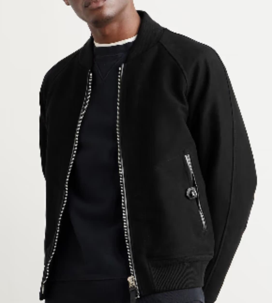 (A+/52) / 톰포드 리브드 레더 블루종 봄버 자켓 블랙 상품이미지9