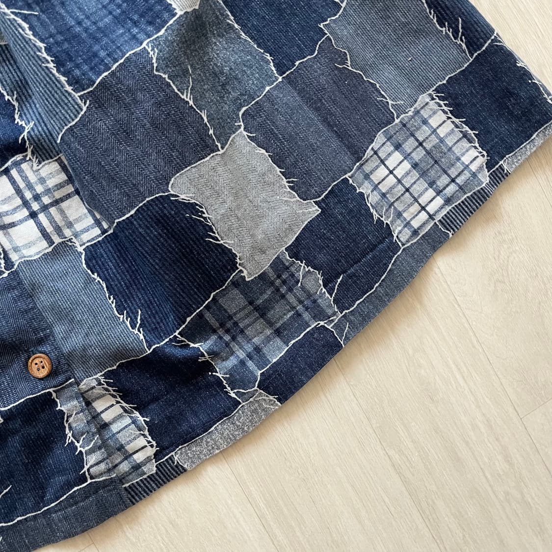 JPN . 재팬 빈티지 우드버튼 패치워크 스커트 상품이미지4