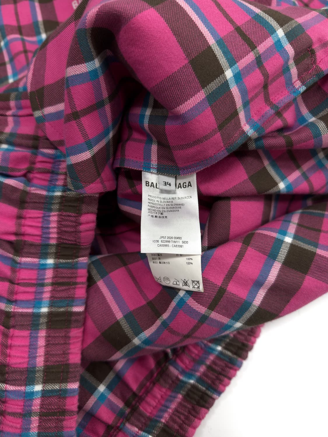 발렌시아가 핑크 플란넬 체크 집업자켓 백화점판 상품이미지5