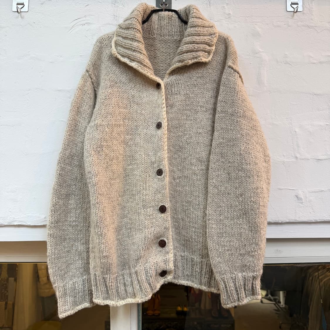 MADE IN NEPAL 100% wool 오트밀 니트 가디건 상품이미지1