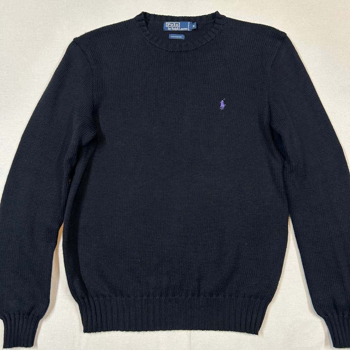 M) 폴로 랄프로렌 헤비코튼 라운드넥 니트 블랙 상품이미지2
