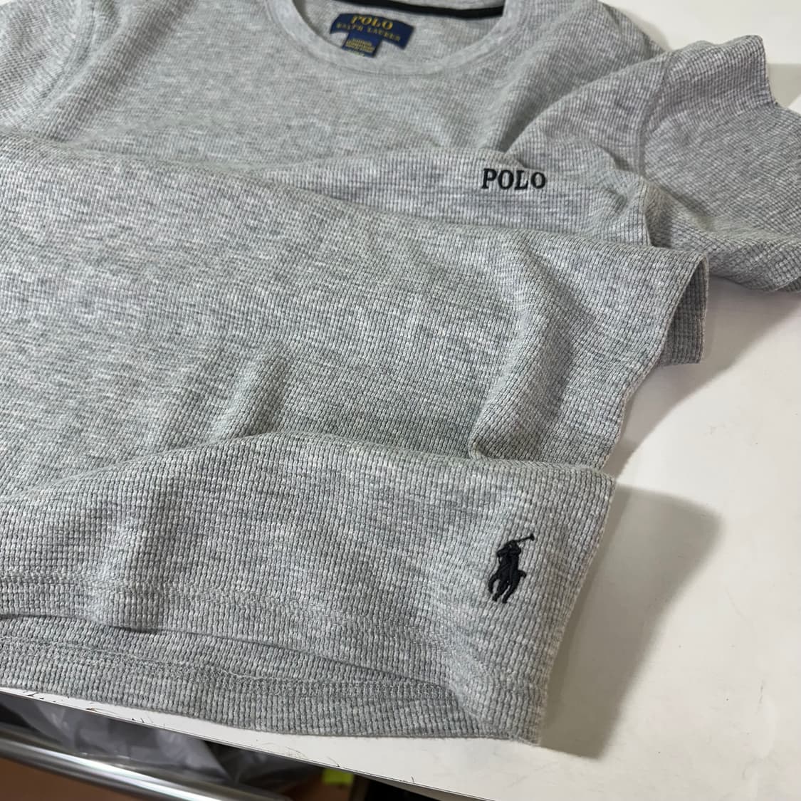 우먼S-M 폴로 랄프로렌 그레이 포니로고 와플코튼 반팔티 상품이미지1