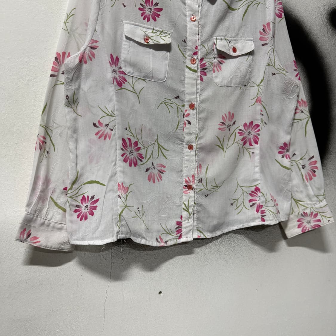 VTG 빈티지 봄 페어리 플라워 패턴 더블 포켓 긴팔 셔츠 상품이미지4