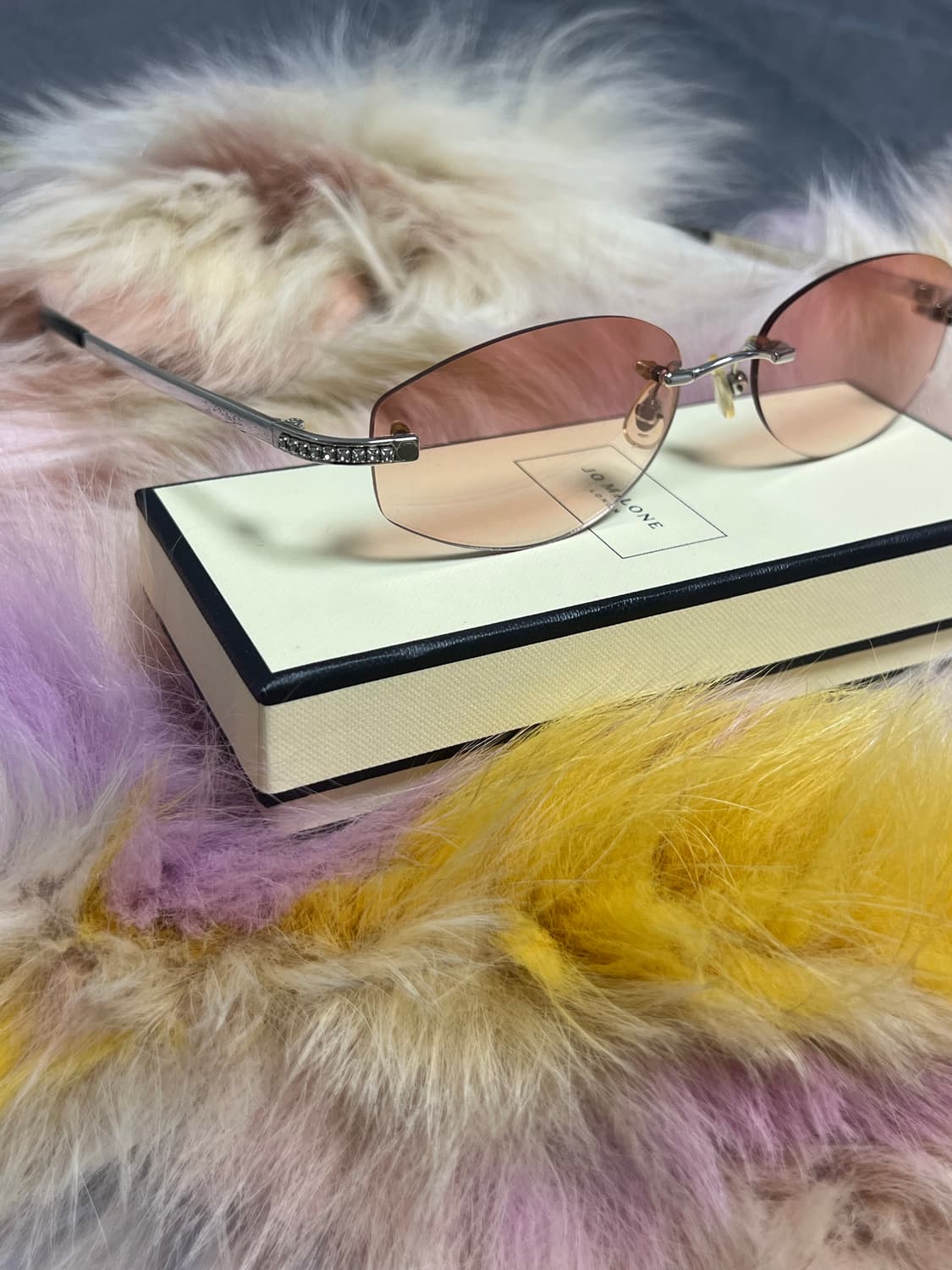 y2k 무테 틴트 안경 큐빅 핑크  상품이미지3