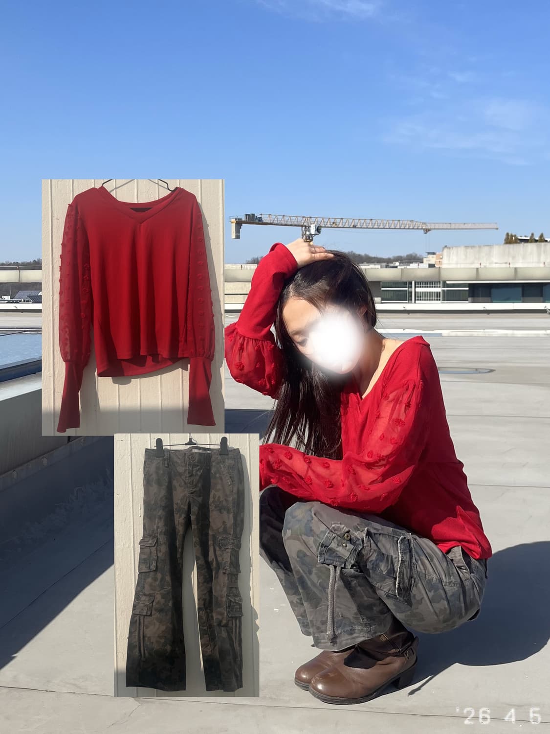 Red Sheer-sleeve Top 레드 쉬어슬리브 탑 상품이미지7