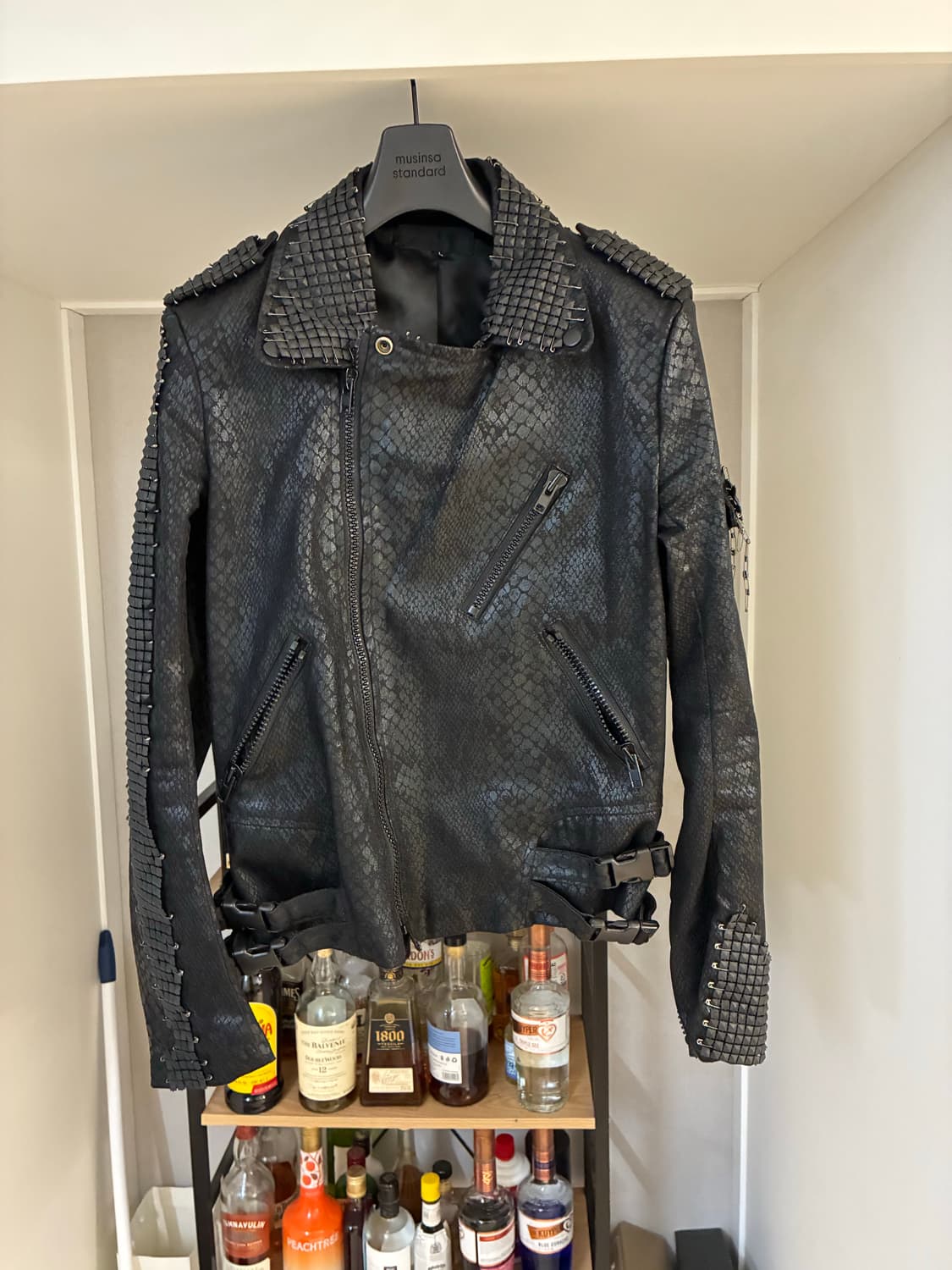 By The R 파이톤 왁스드 아머 바이커 자켓 L 상품이미지3