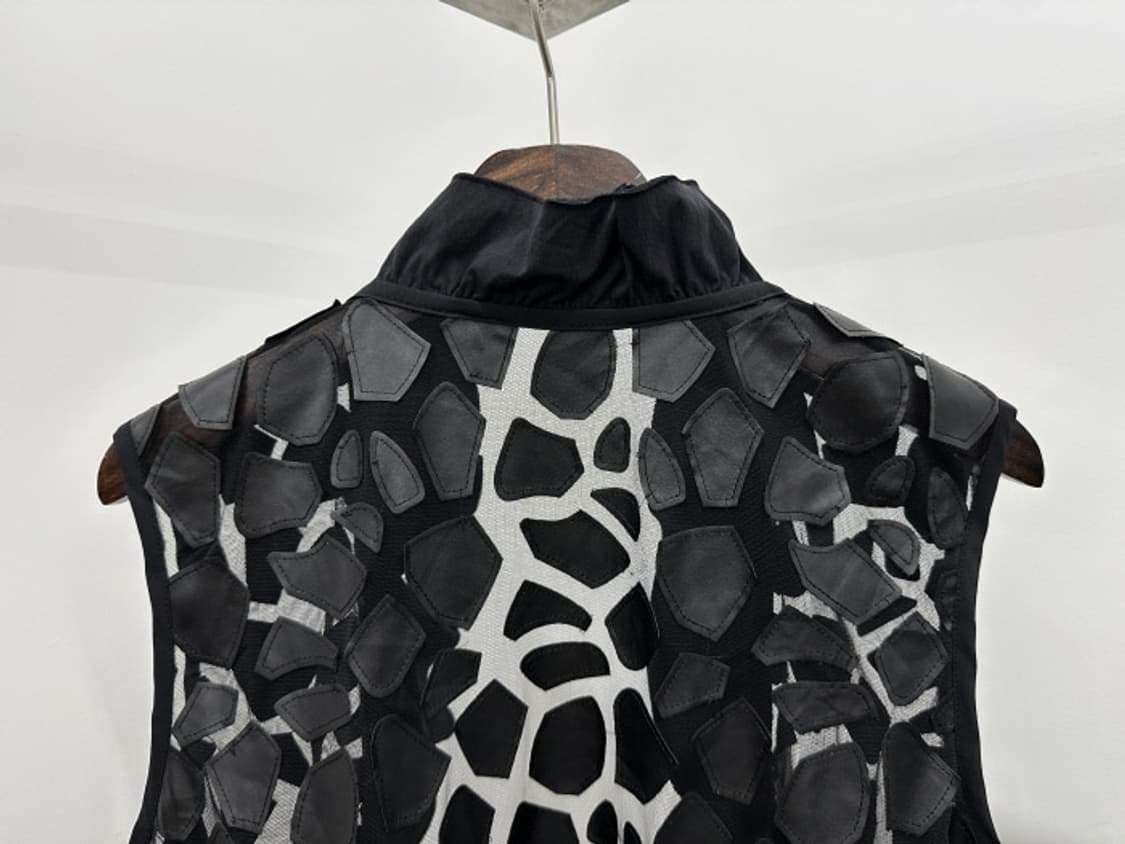 Leather trimming vest 빈티지 비건 레더 베스트 (L) 상품이미지4