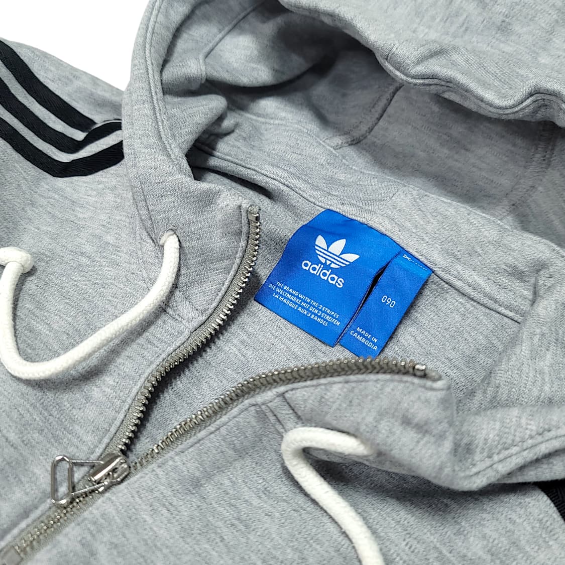 [90] 아디다스 그레이&블랙라인 트레포일 테리 반집업 후드 상품이미지7