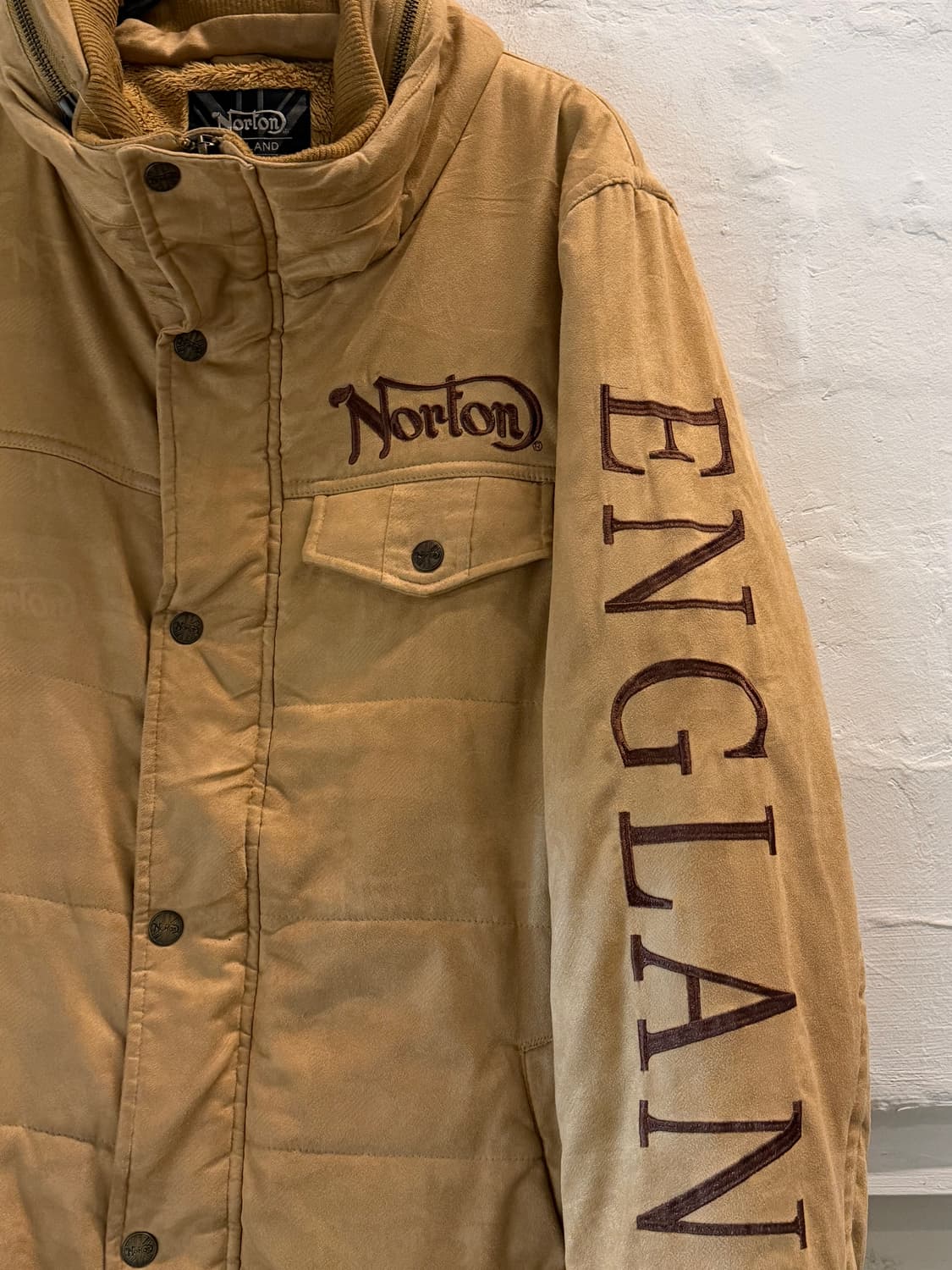 Norton 노턴 로고 자수 카모플라쥬 패딩 자켓 베이지 L 상품이미지3