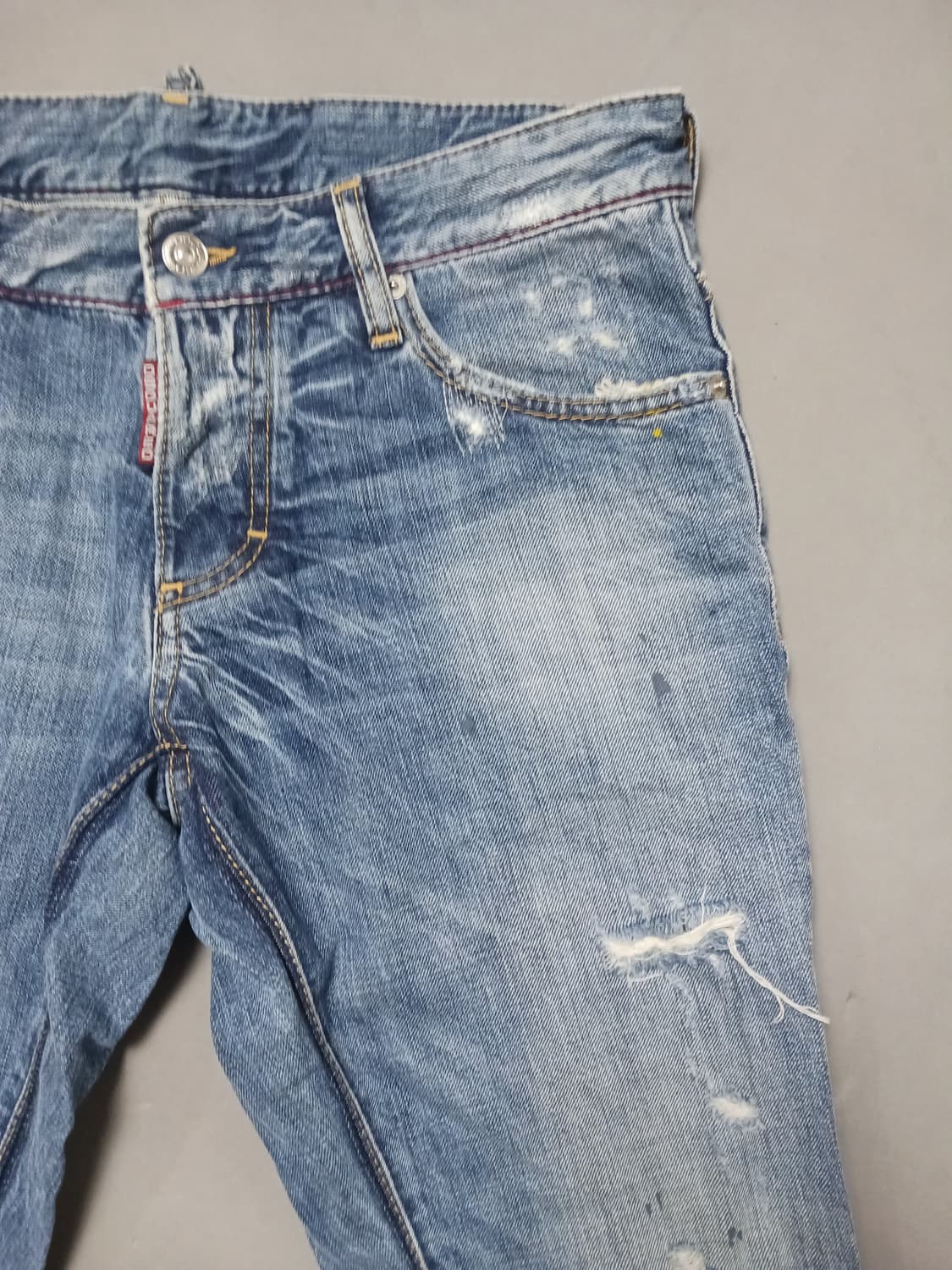 [30] 정품 디스퀘어드2 옐로우페인티드 레드스트랩 슬림진 청바지 상품이미지4