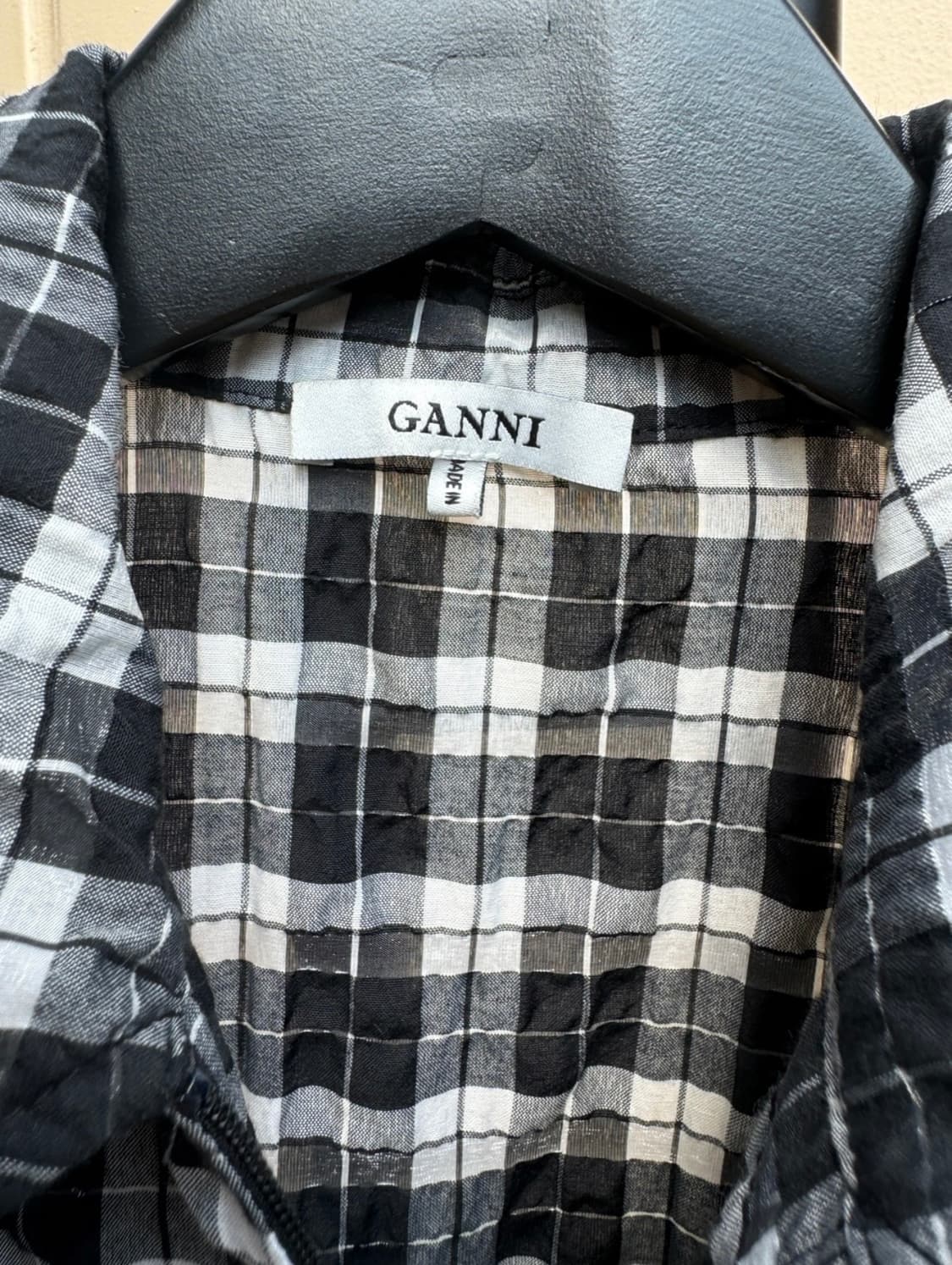 (촬영용 제품 파격할인)새상품 컨디션 GANNI블랙 체크 셔츠 원피스34 상품이미지6