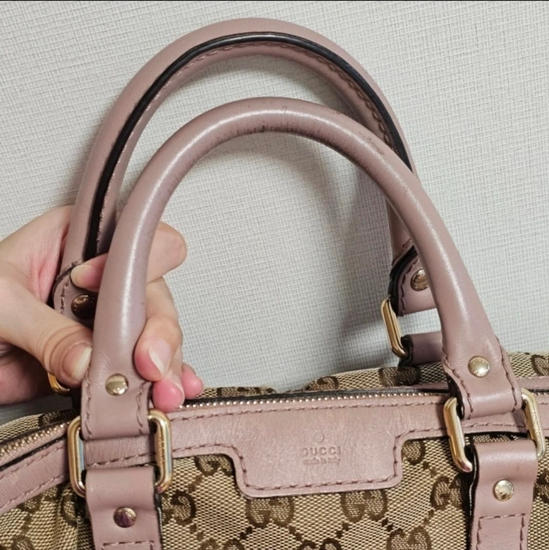 구찌 정품 핑크 쟈가드 캔버스 보스턴백 상품이미지7