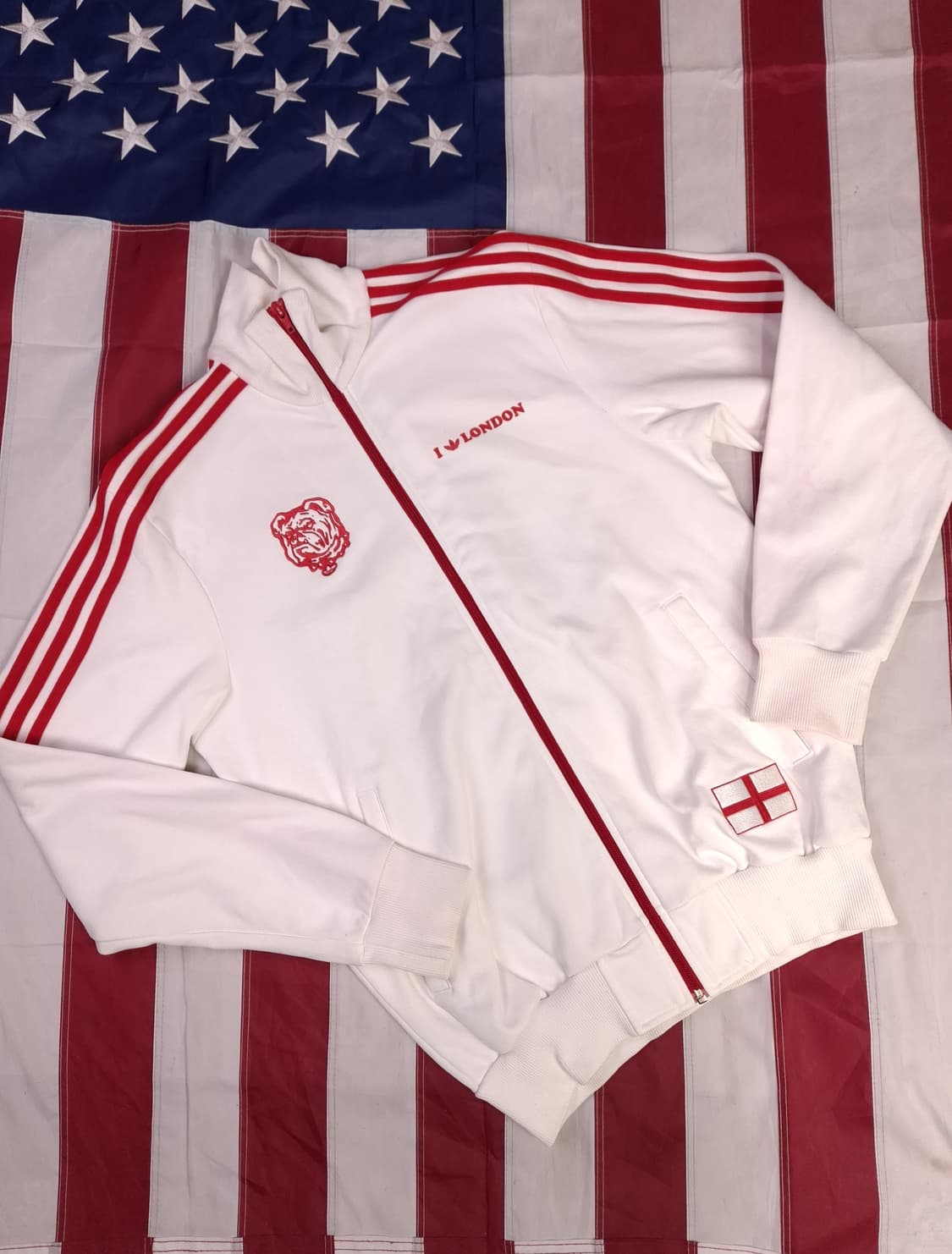 오리지날 아디다스 화이트 레드 삼선 런던 트렉탑져지 상품이미지1