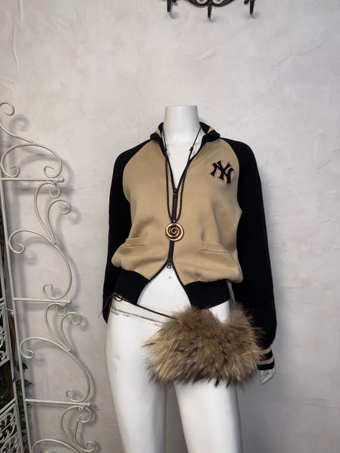 MLB varsity cardigan NY black 상품이미지5