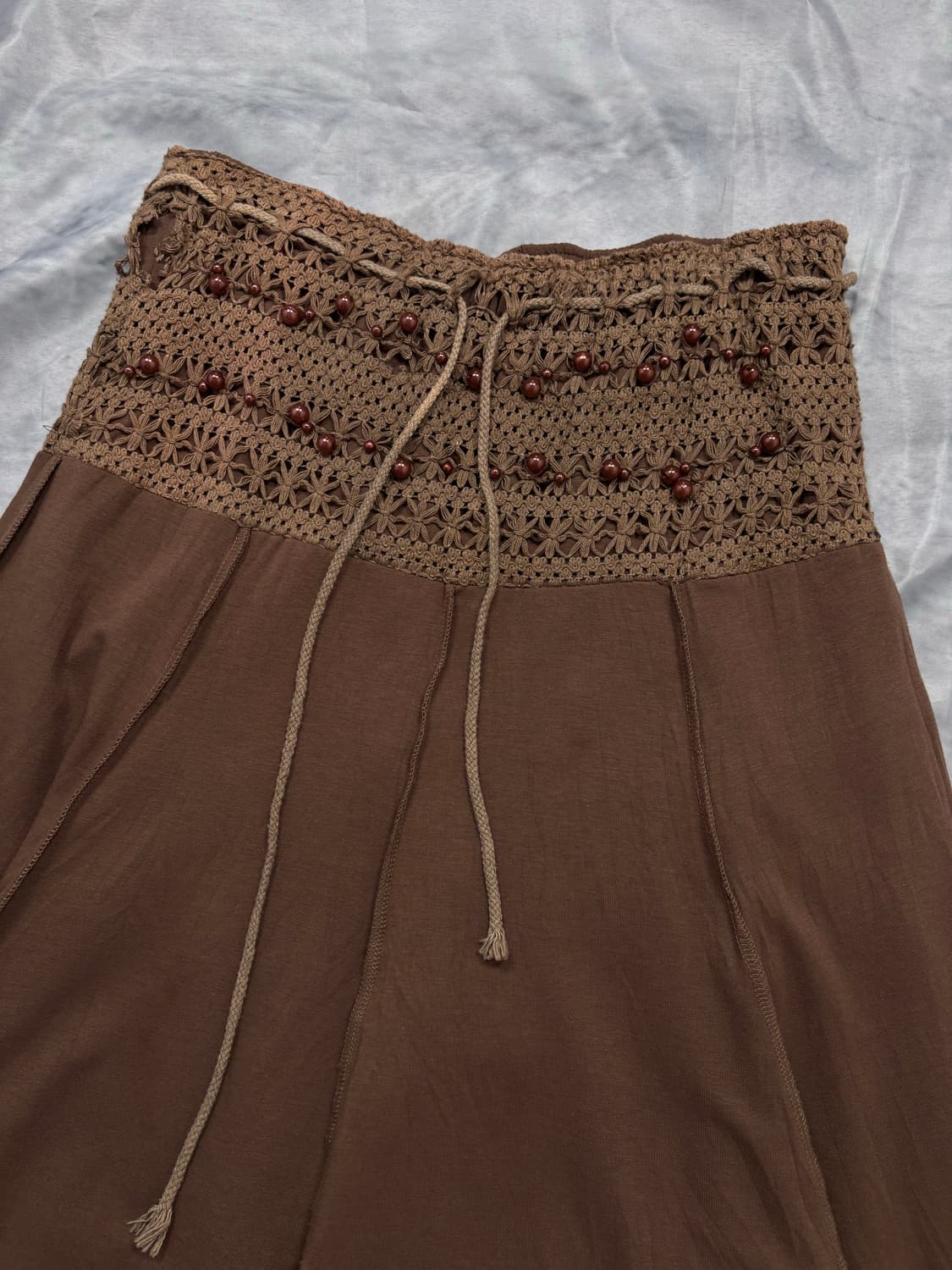 Brown Beaded Crochet Layered Skirt  상품이미지5