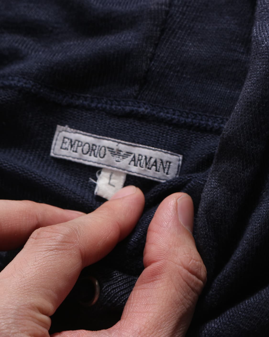 00s Emporio Armani Linen knit hoodie 상품이미지3