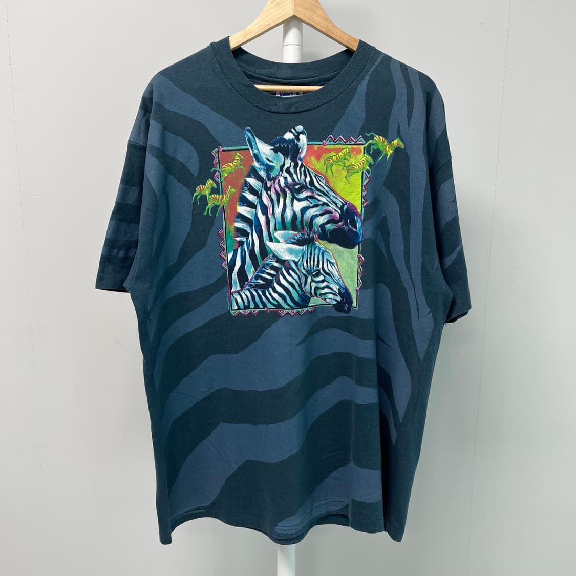 [XL] USA 헤인즈 90s 지브라 애니멀 빈티지 반팔 티셔츠 상품이미지1