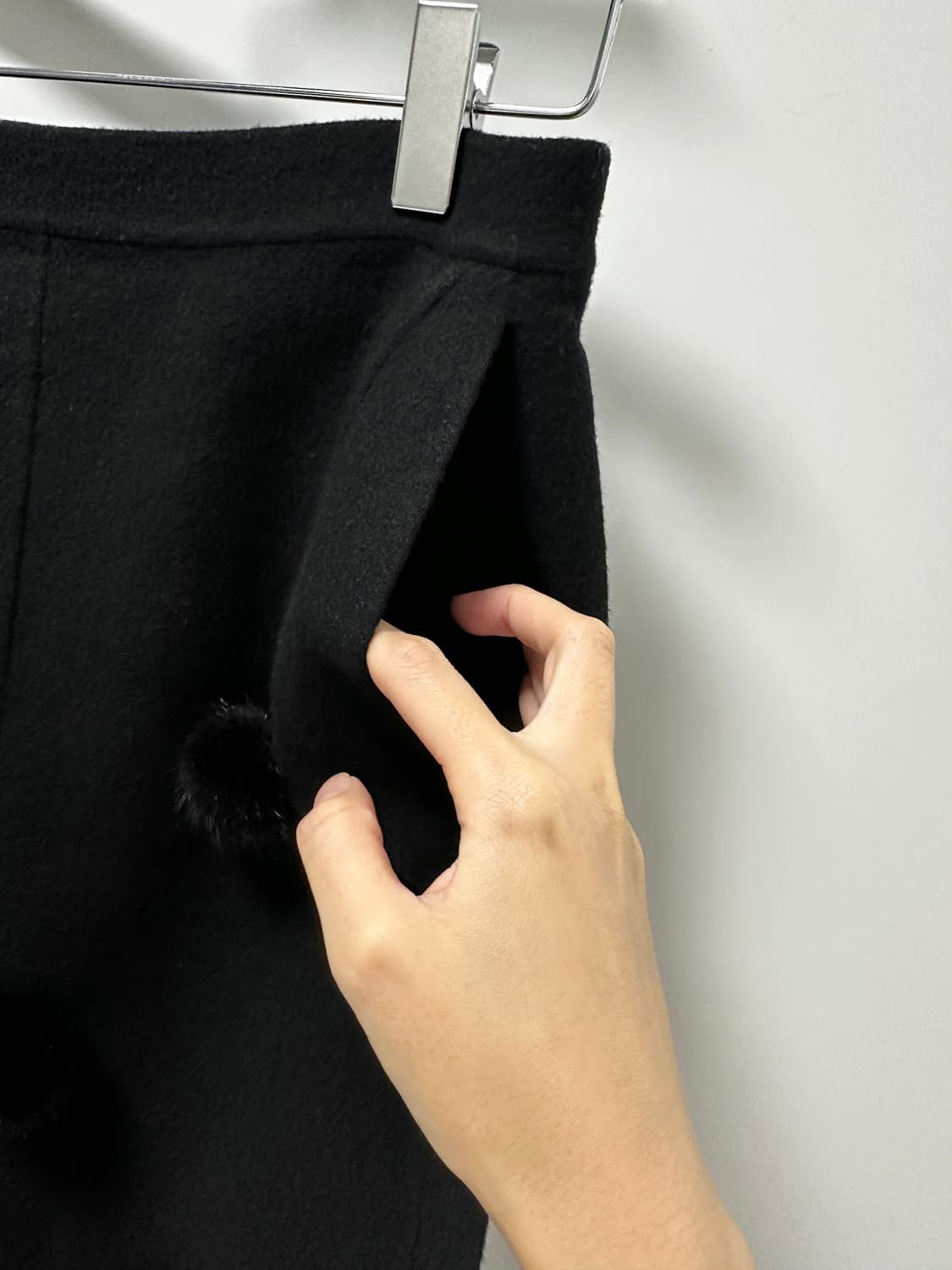 여성 핸드메이드 천연밍크 폼폼이 울 스커트 S사이즈 상품이미지4