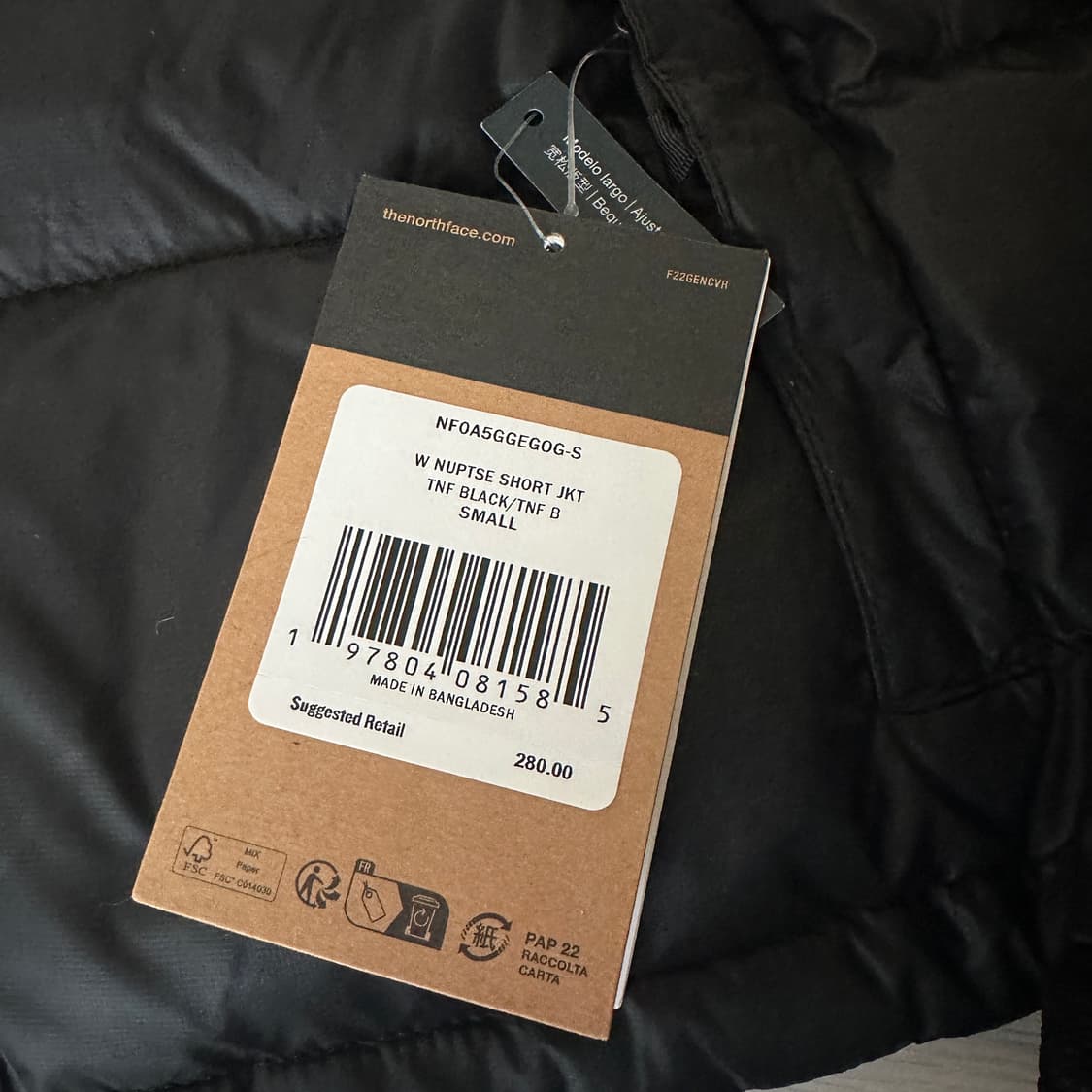 해외판 S/ 노스페이스 눕시 크롭 자켓 패딩 블랙 700자수 상품이미지3