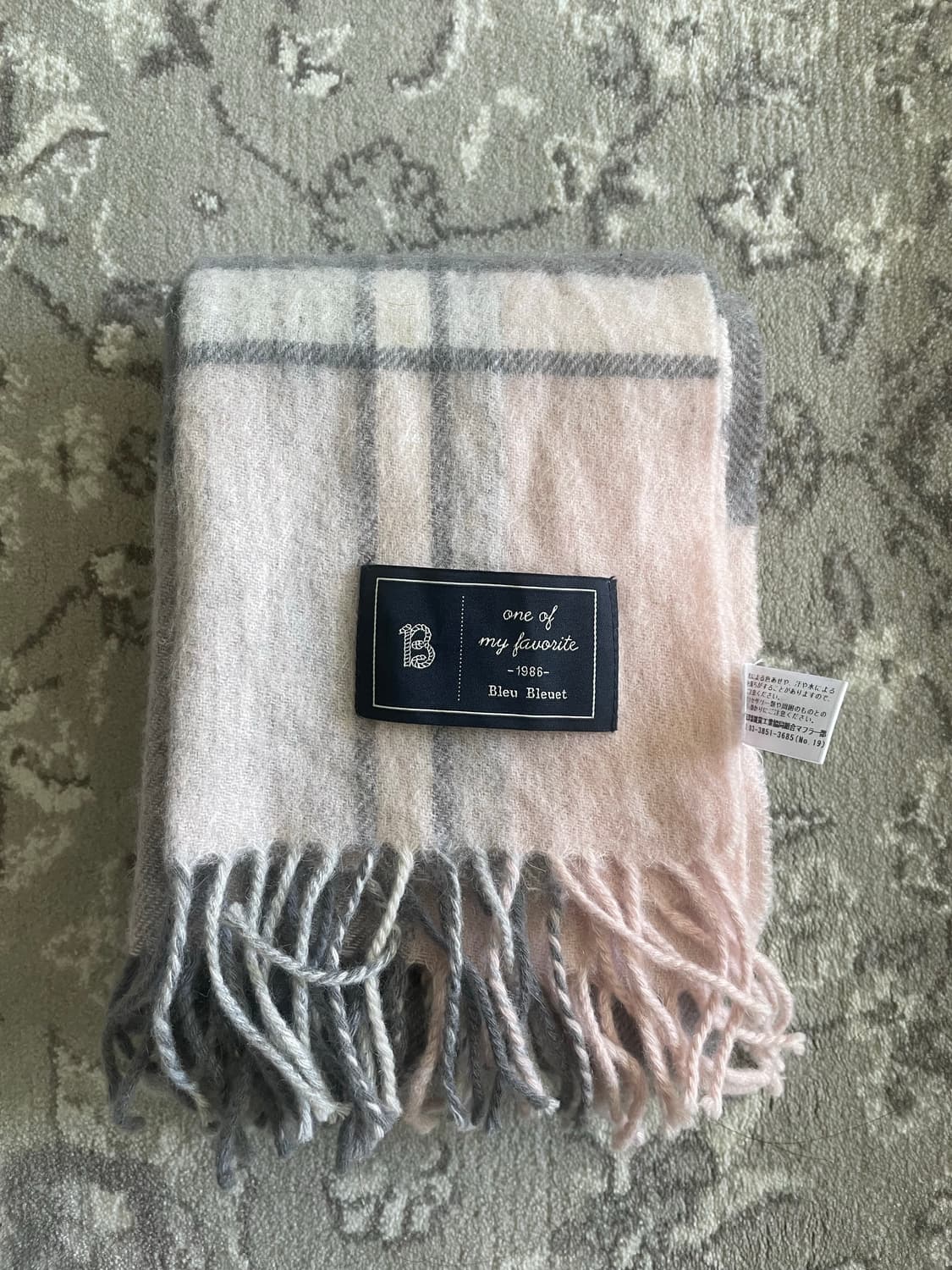 모리걸 빈티지 핑크 울 체크 머플러 🩶💗 상품이미지1