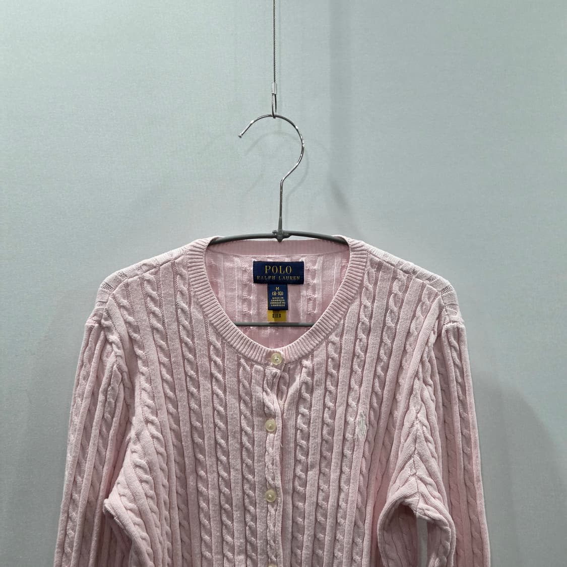 폴로랄프로렌 걸즈 케이블 니트 가디건 연핑크 M/8/10  상품이미지2