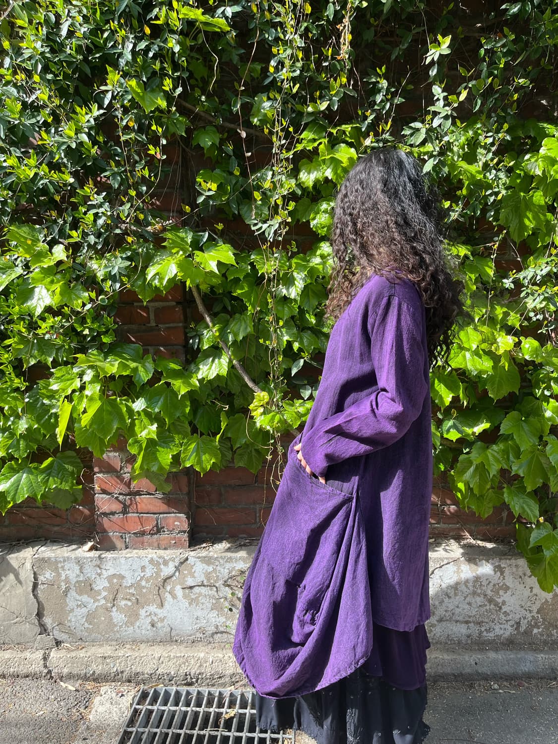 다크 보라 워싱 아웃 포켓 주머니 가디건 상품이미지5