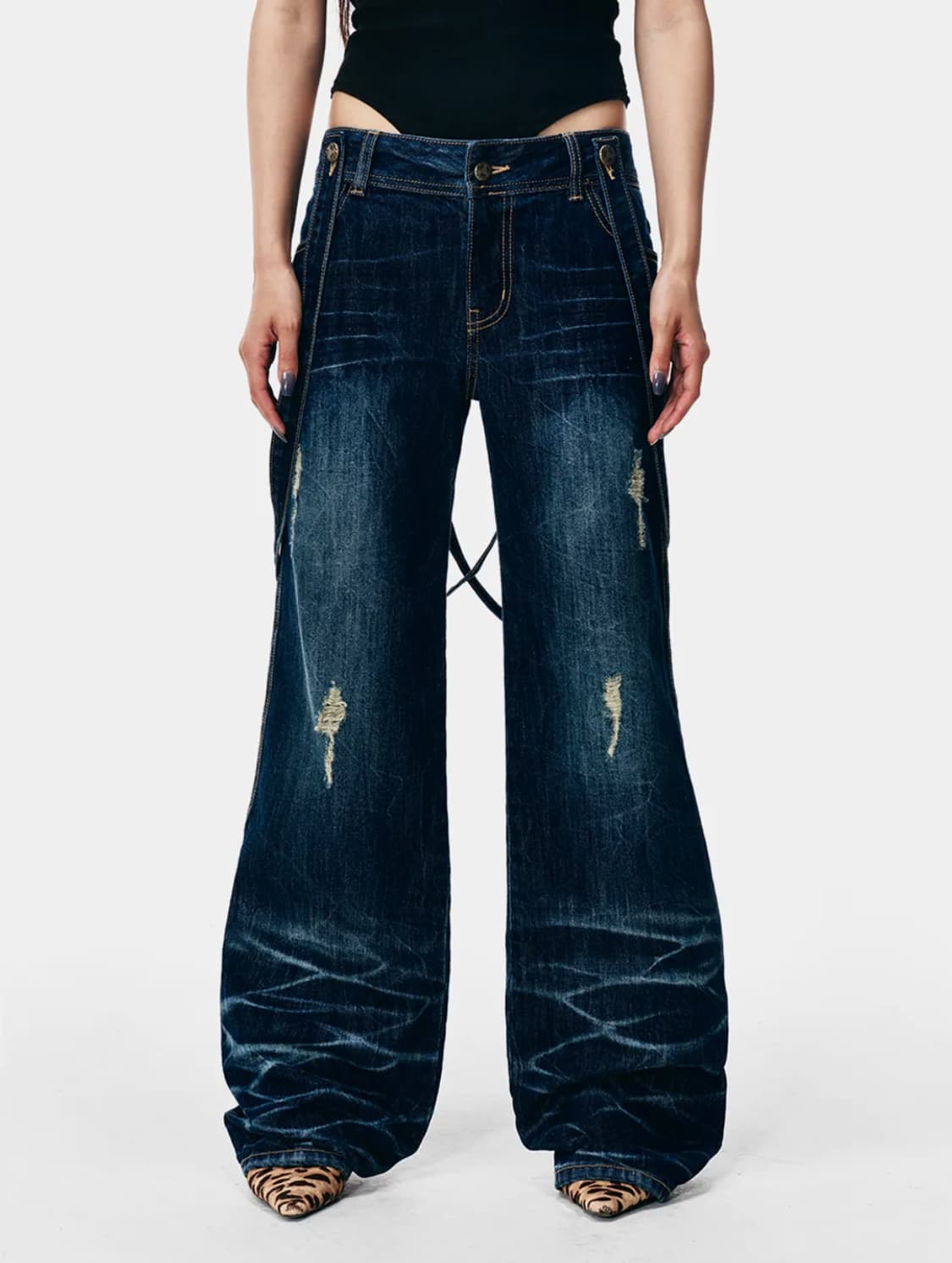 [교환] YEEL 와이이이엘 스트랩 데님팬츠 S ➡️ M 교환구합니다 상품이미지2