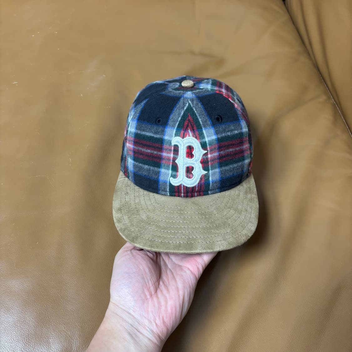 빔즈 뉴에라 9Fifty 볼캡 모자 스웨이드 바이저 잉글랜드 체크 상품이미지2