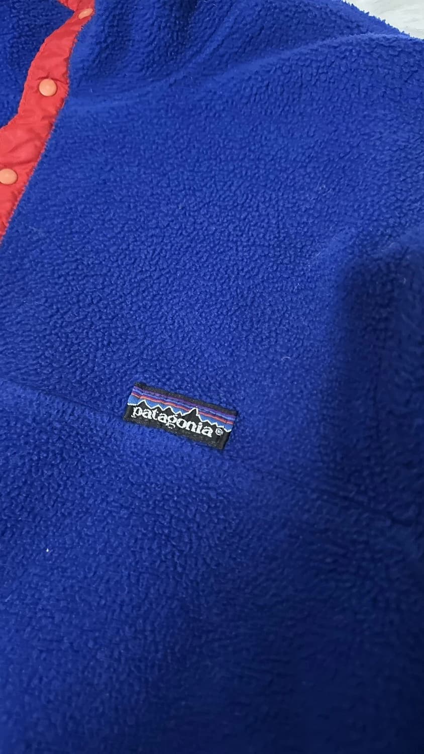 90s 파타고니아 신칠라 스냅-T 블루/레드 USA 상품이미지3