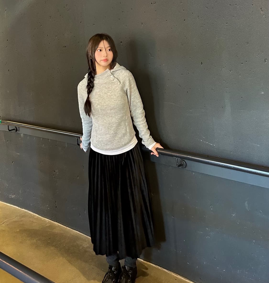 기모 포근 사선단추후드티 상품이미지2