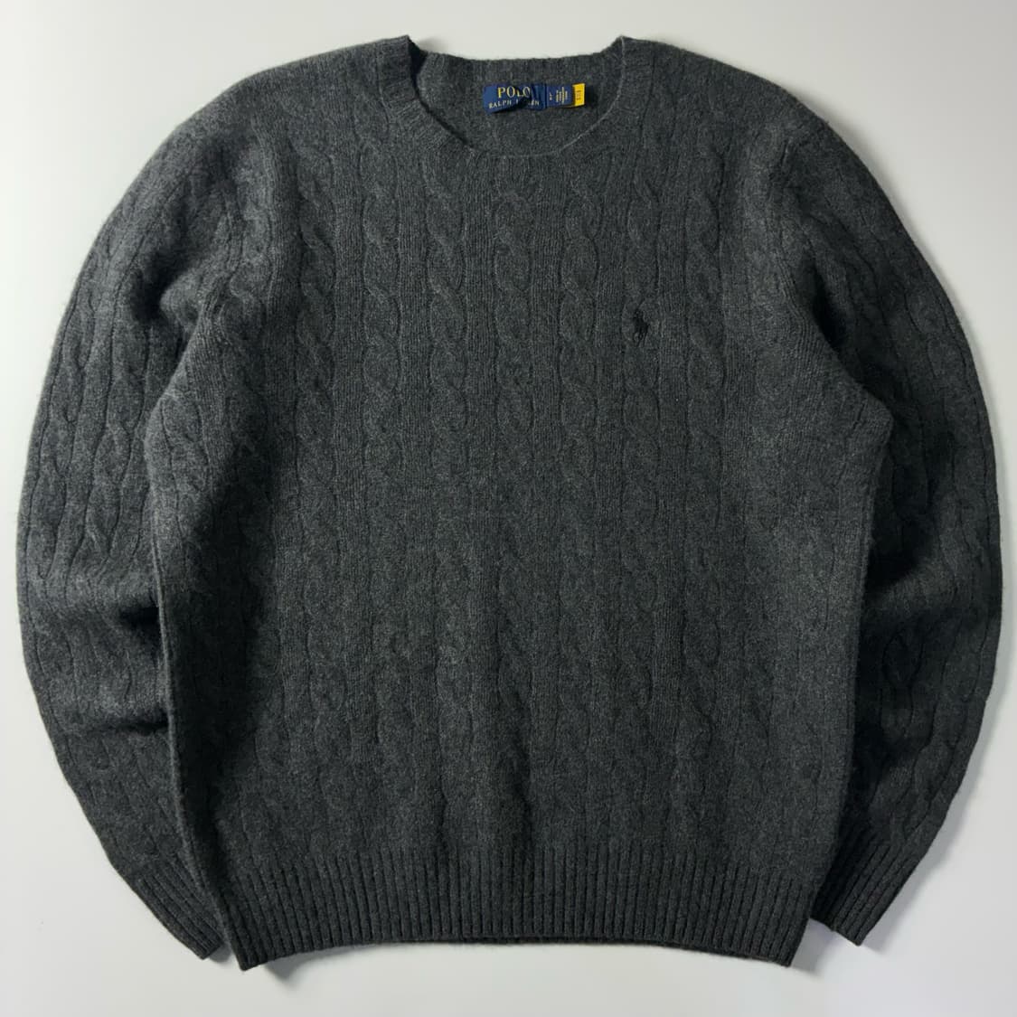 Polo  폴로 랄프로렌 신형 자수 울 캐시미어 그레이 케이블 니트  상품이미지1