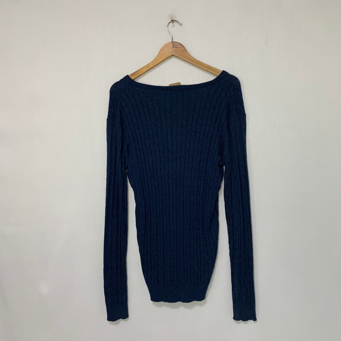 폴로 랄프로렌 네이비 케이블 니트 남성 S 남녀공용 루즈핏 브이넥 스웨터 상품이미지6