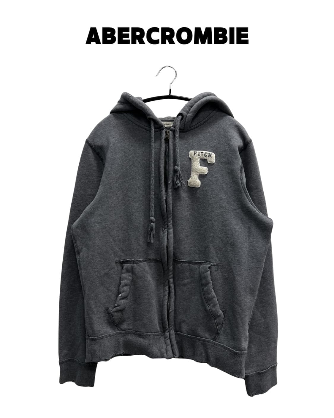 (S) 아베크롬비 머슬핏 패치로고 후드집업 그레이 상품이미지1