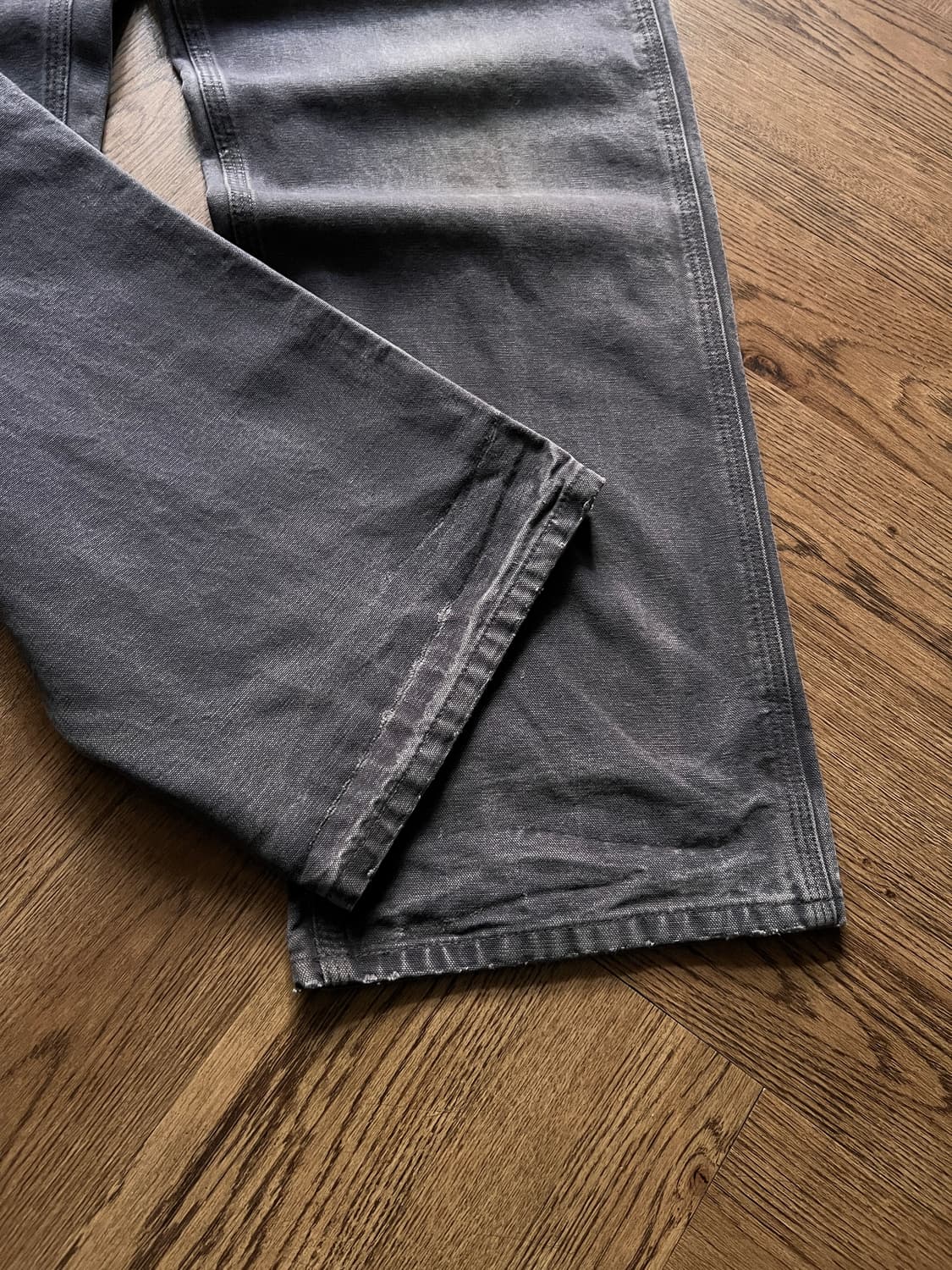 [36]칼하트 USA 하드 페이딩 페트롤 블루 카펜터 싱글니 워크 팬츠 상품이미지2