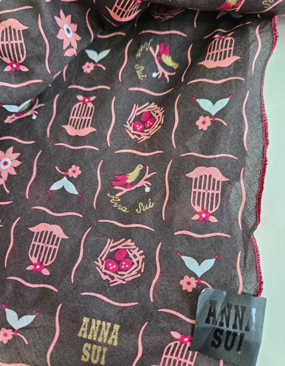 (ANNA SUI) 버드케이지 초코무드 손수건 스카프 상품이미지5