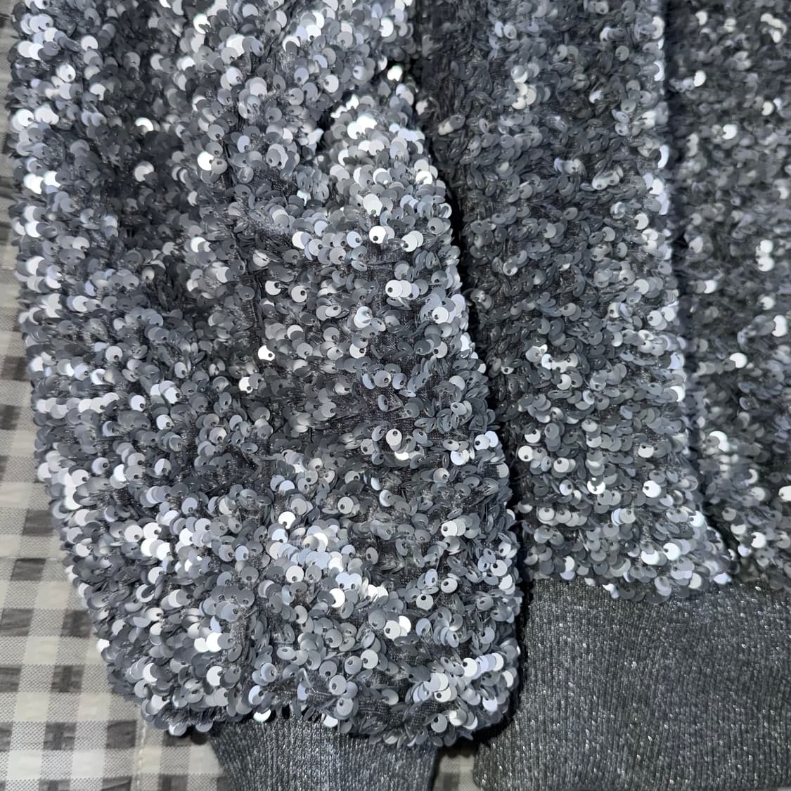 (M) Zara 자라 스팽글 시퀸 봄버 자켓 그레이 상품이미지7