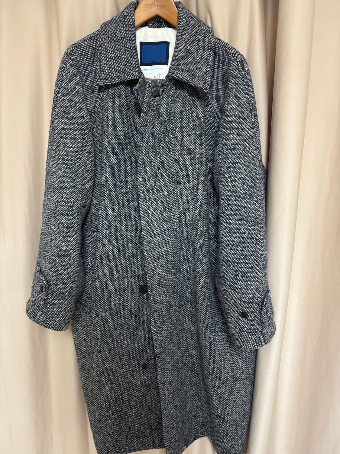 25fw 도큐먼트 도네갈 트위드 오버사이즈드 코트 블루 m  상품이미지1