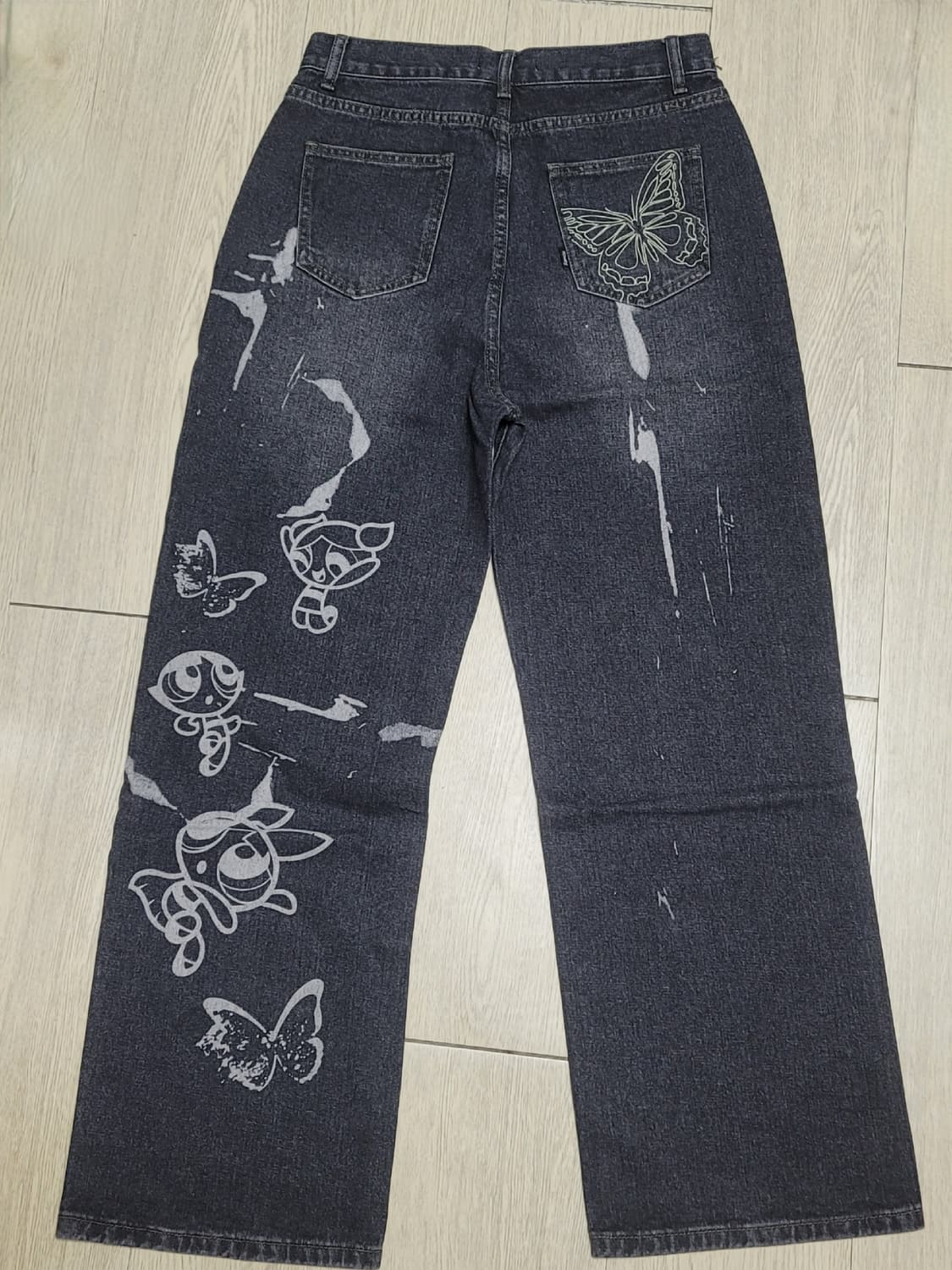 빈티지 파워퍼프걸 블랙 데님 팬츠 상품이미지2