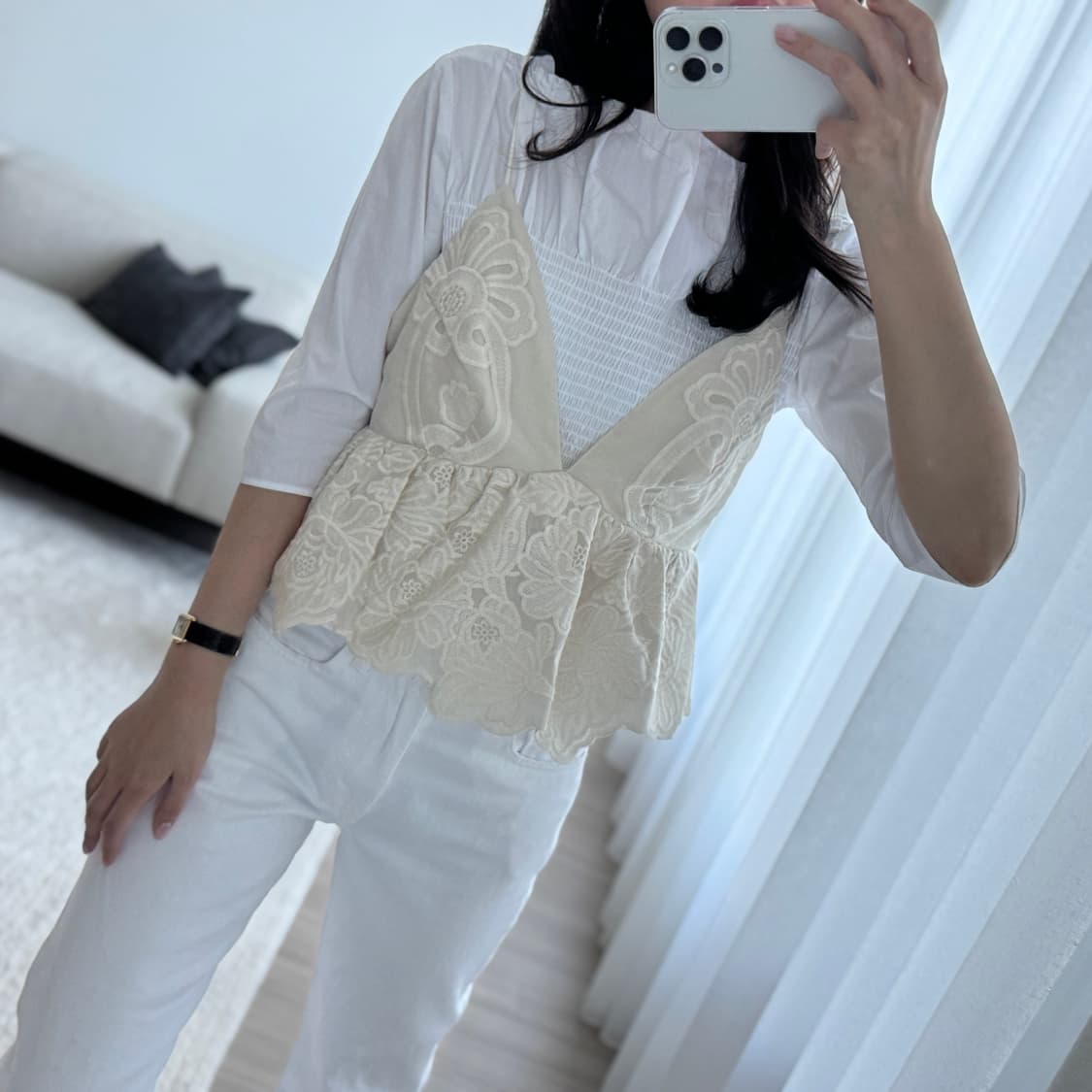 <실착 1회🖤> 일본 디자이너 브랜드 SEEALL 게더 코튼 블라우스 상품이미지8