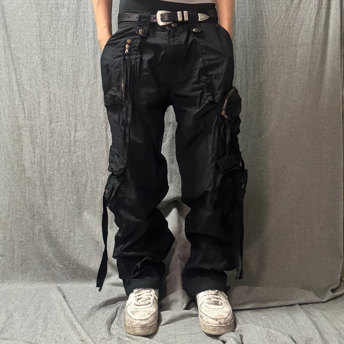 ask 포켓 와이드 카고 팬츠 블랙 상품이미지1