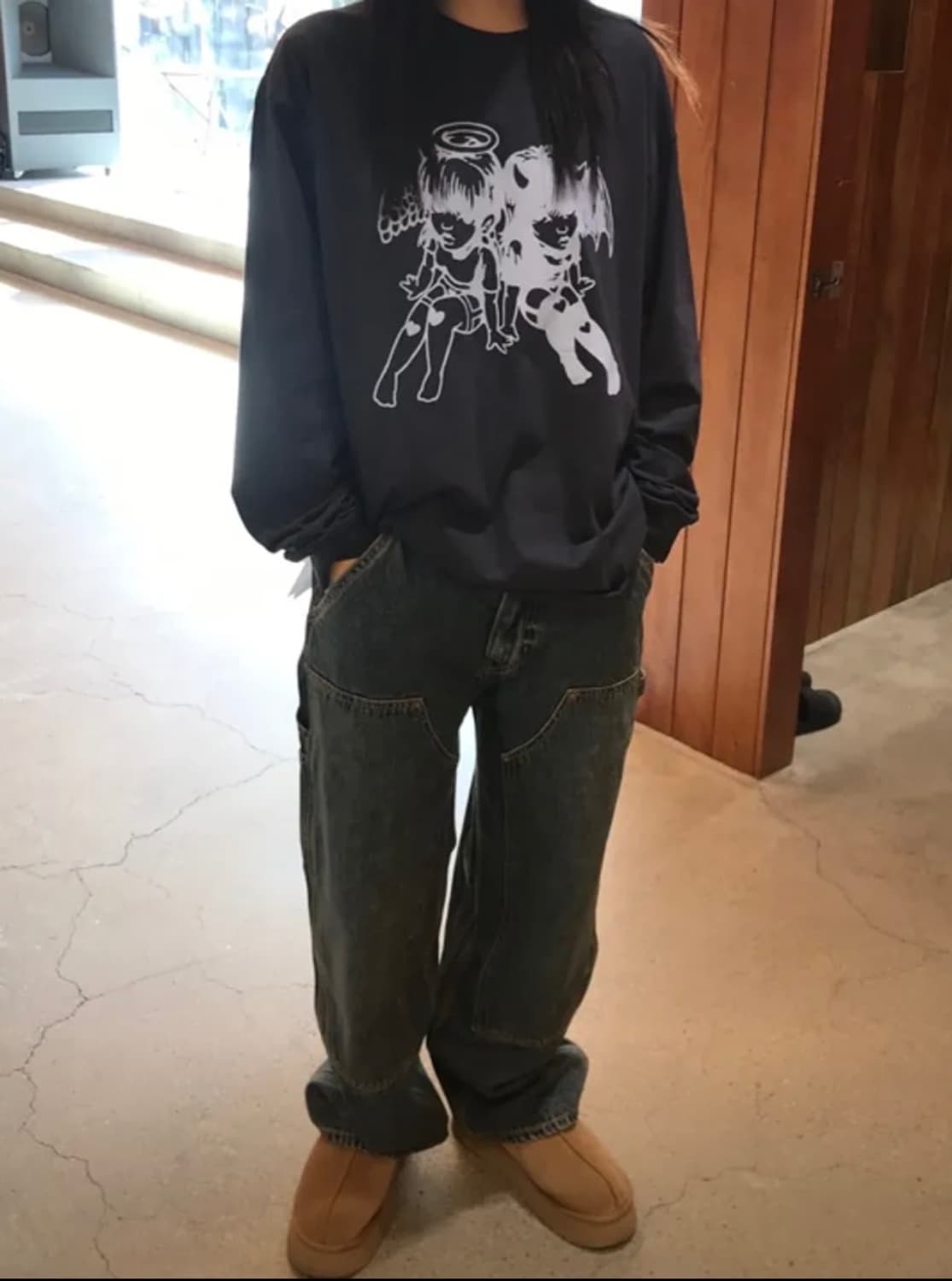 (XL) 디스이즈네버댓 데님 카펜터 더블니 팬츠 블랙 상품이미지4