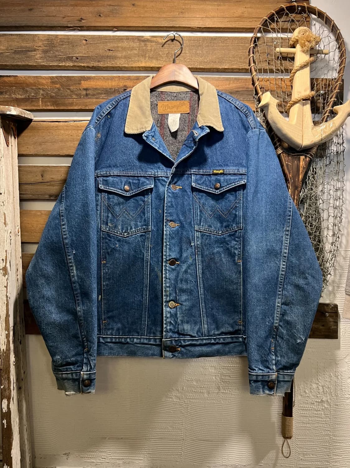 [XL]90's 랭글러 USA Made 블랭킷 라이닝 데님 트러커 자켓 상품이미지1