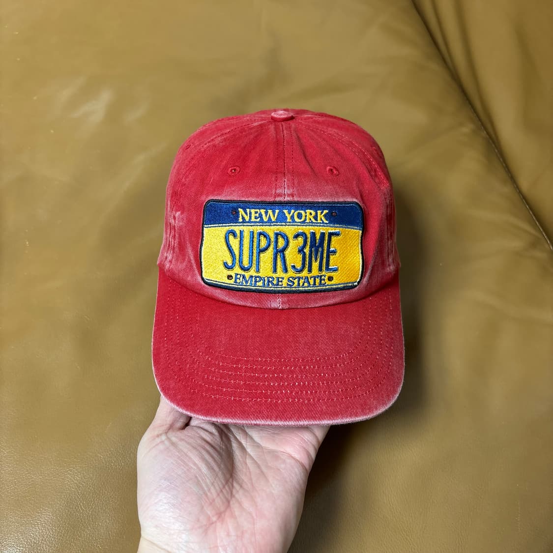 슈프림 6패널 볼캡 모자 라이센스 워시드 레드 상품이미지2