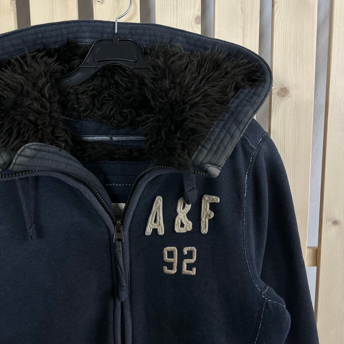 (M) 아베크롬비 데미지 네이비 양털 후드집업 상품이미지5