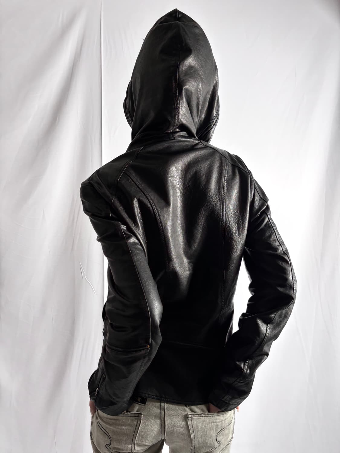 Italian Leather Sculptural Moto Jacket 상품이미지6