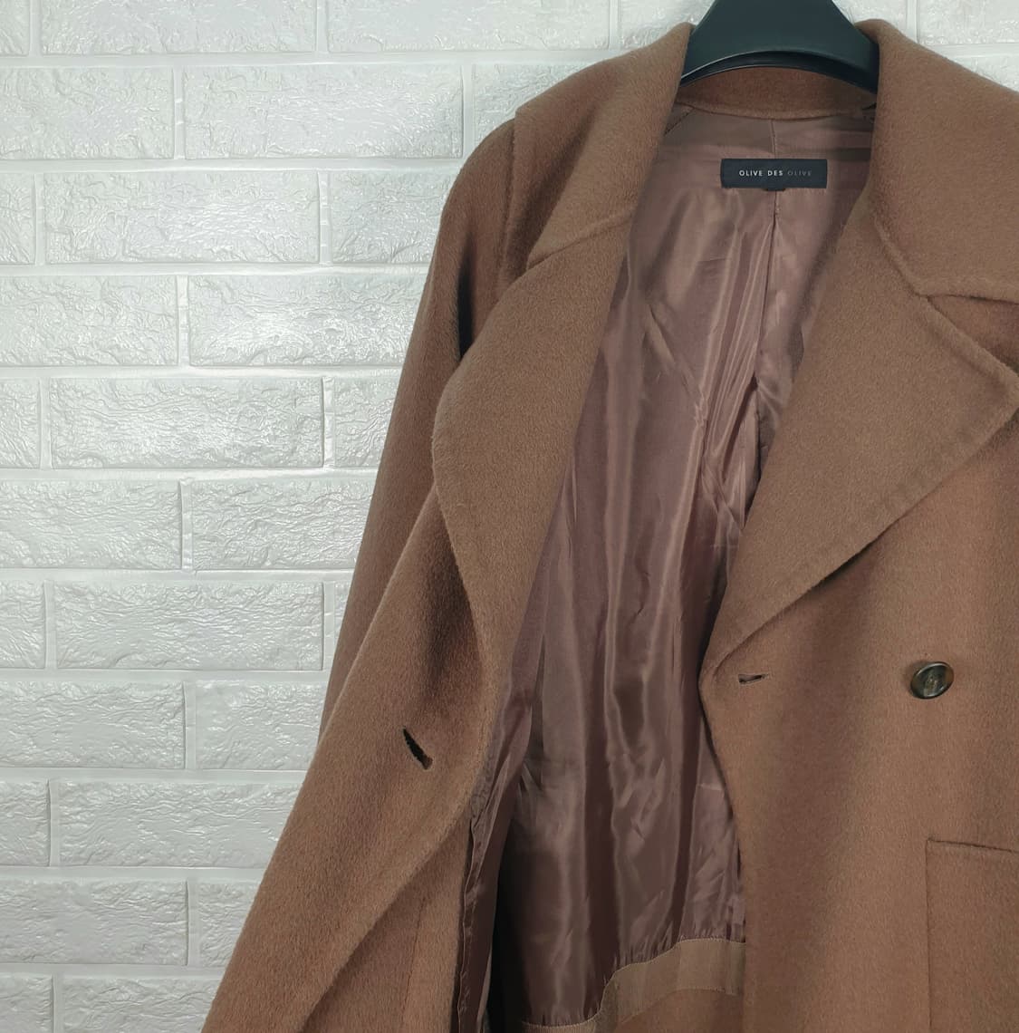 [90-95]올리브데올리브 양모 벨티드 코트 상품이미지6