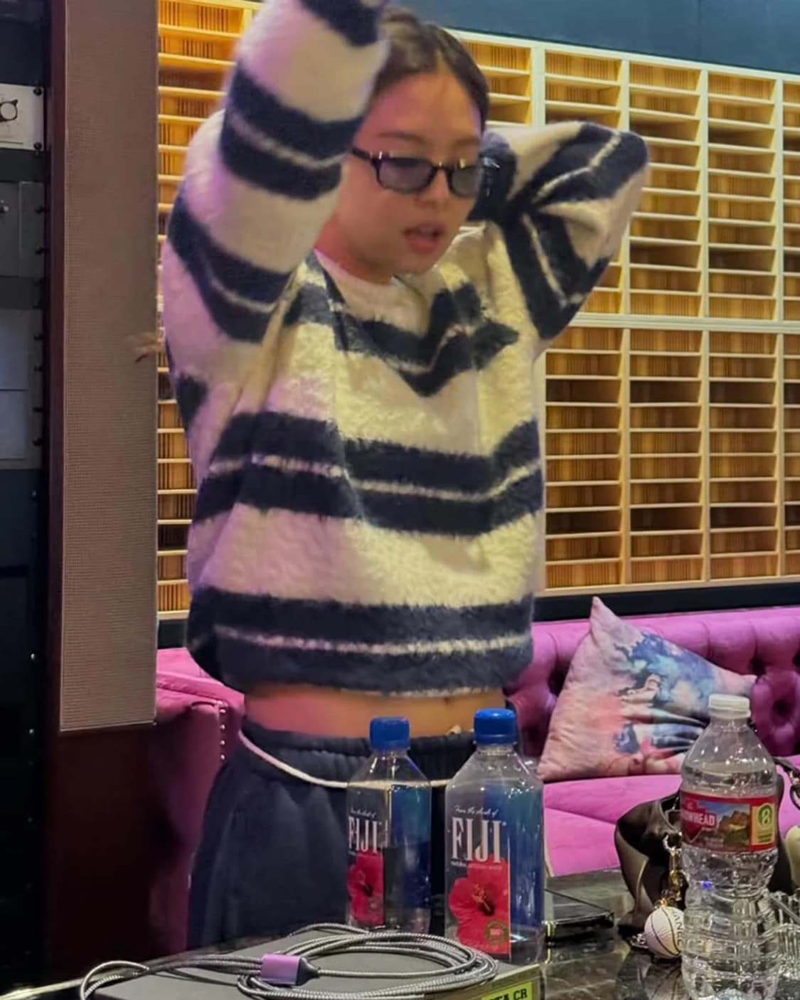 스투시 헤어리 스트라이프 크루 (그린 / S) 상품이미지2