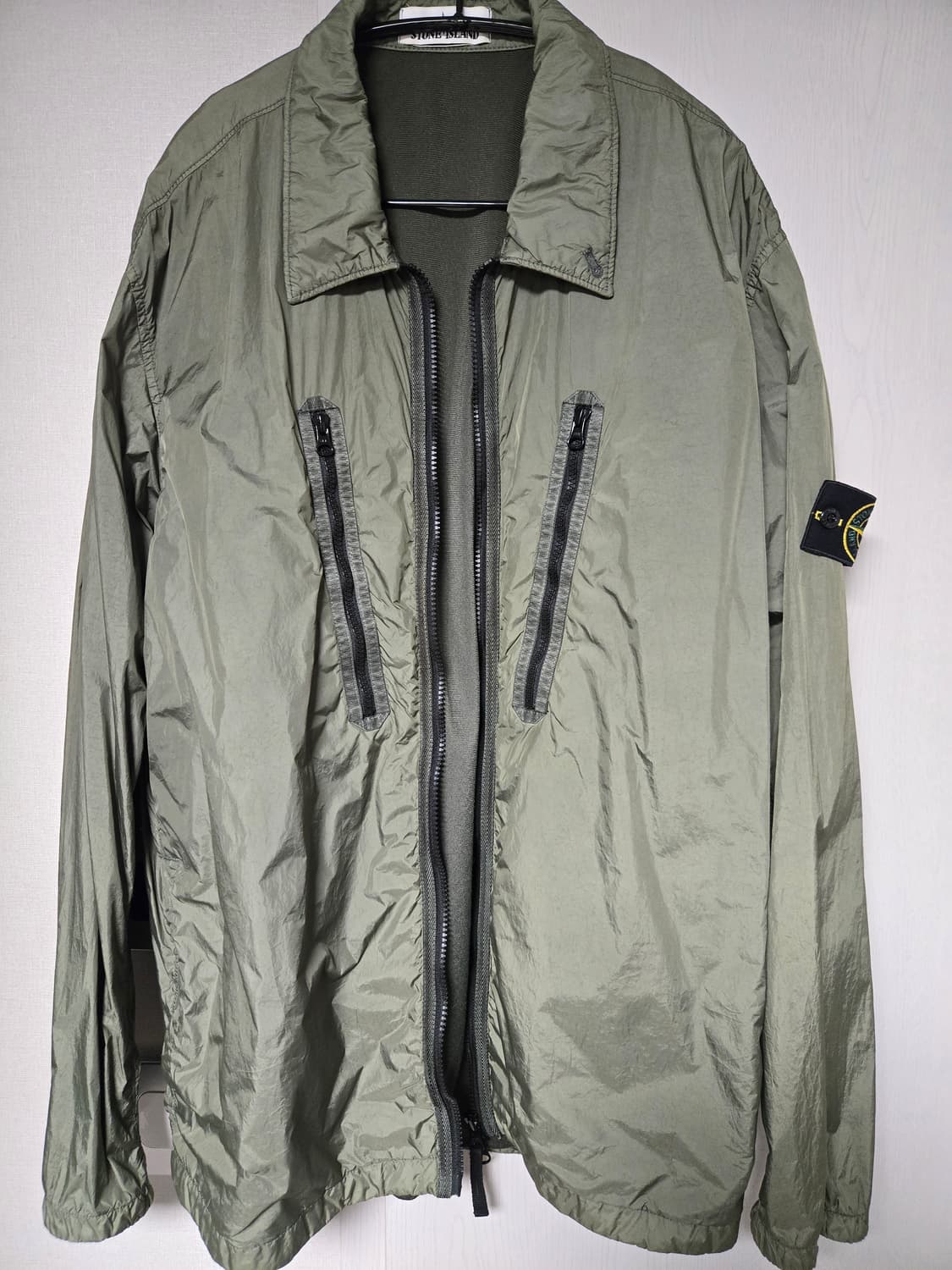 3XL)스톤   가먼트 다이드 크링클랩스 오버셔츠 올리브 - 21FW 상품이미지2