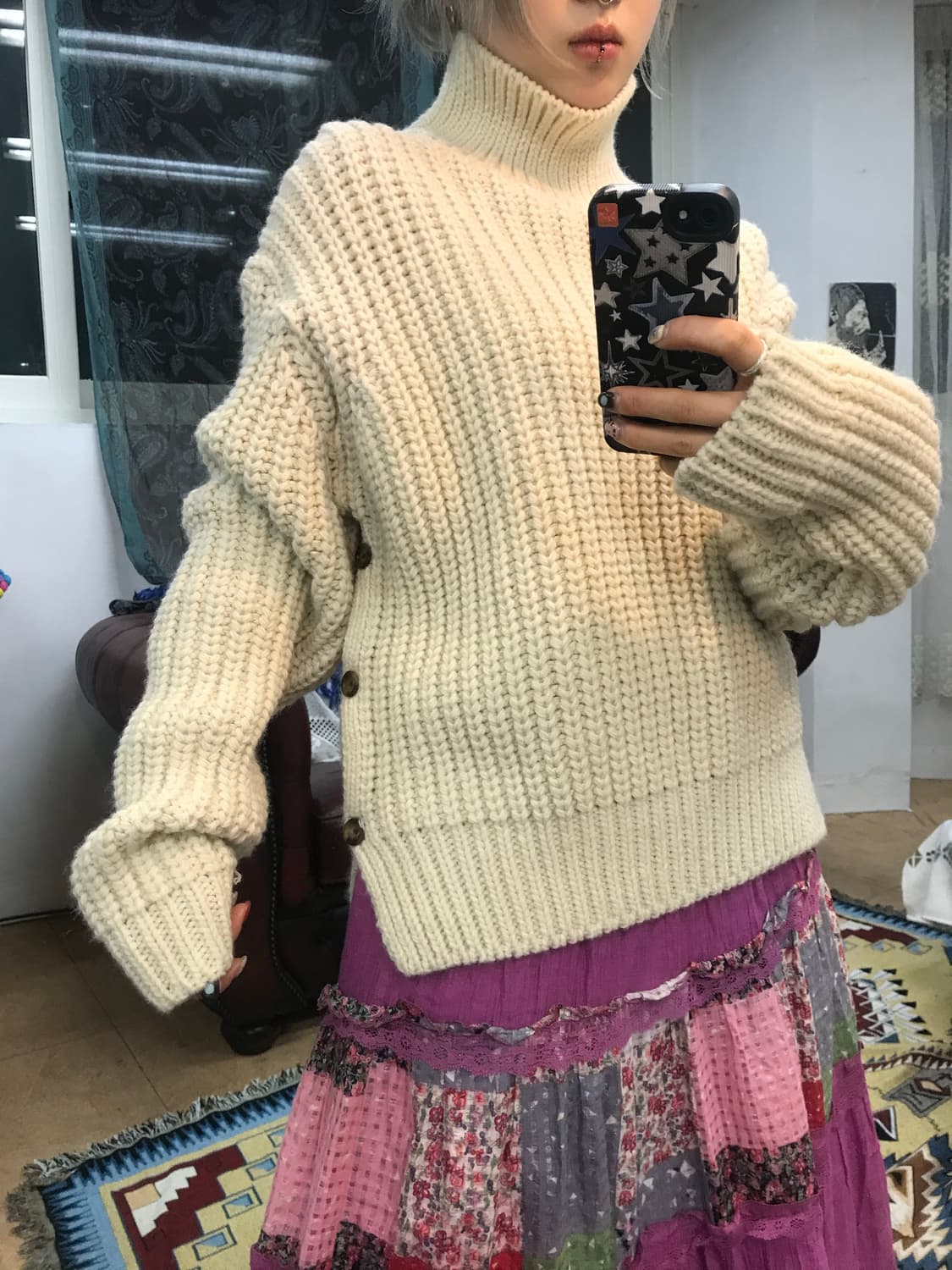 빈티지 목폴라 하이넥 니트  상품이미지2