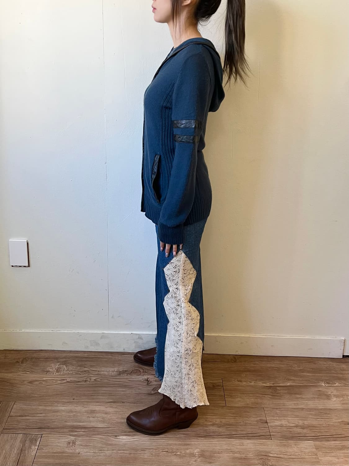 Pink Papillon 데님 프릴 롱 스커트 상품이미지8